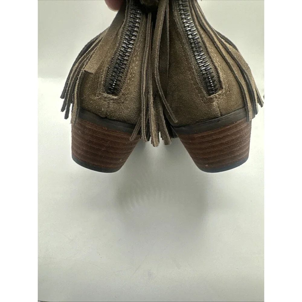 Yellow Box Booties Ankle Boots Letty Zip Chestnut Fringe Boho Women's Size 7